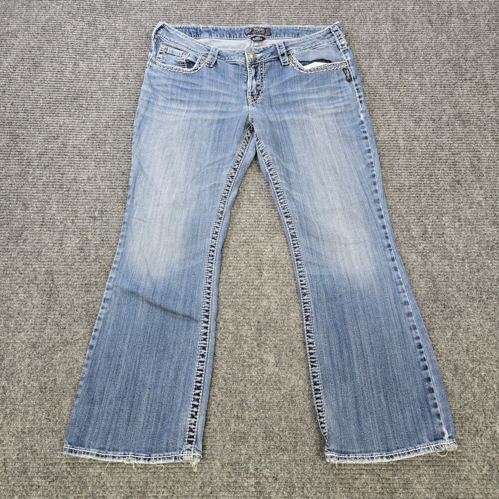 Silver Jeans Aiko Bootcut Womens Size 16 or  36x31 Blue Y2K Thick Stitch Western